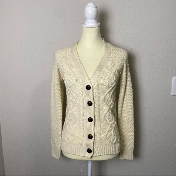 NWT Wet Seal Chunky Knit Button Front Cream Cardigan Sweater Women's Size XS - Picture 8 of 15